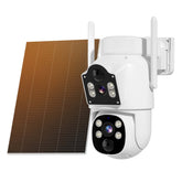 4MP Dual Lens Solar PTZ 360° View Wireless Battery Camera WIth No Monthly Fee Color Night Vision